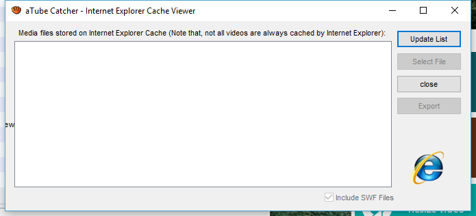 Visualizador do cache do Internet Explorer no aTube Catcher
